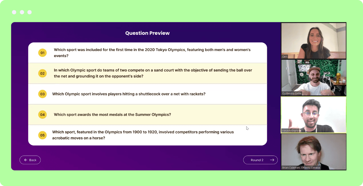 Hosted Virtual Trivia