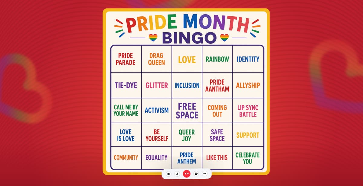 Virtual Pride Month Bingo