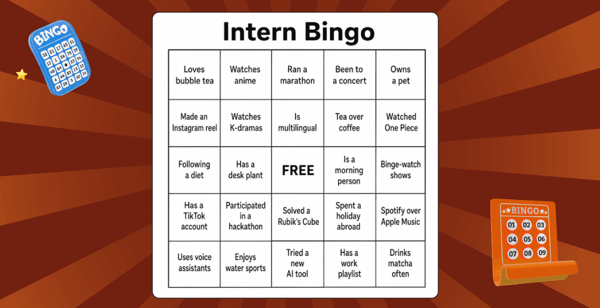 Virtual Intern Bingo