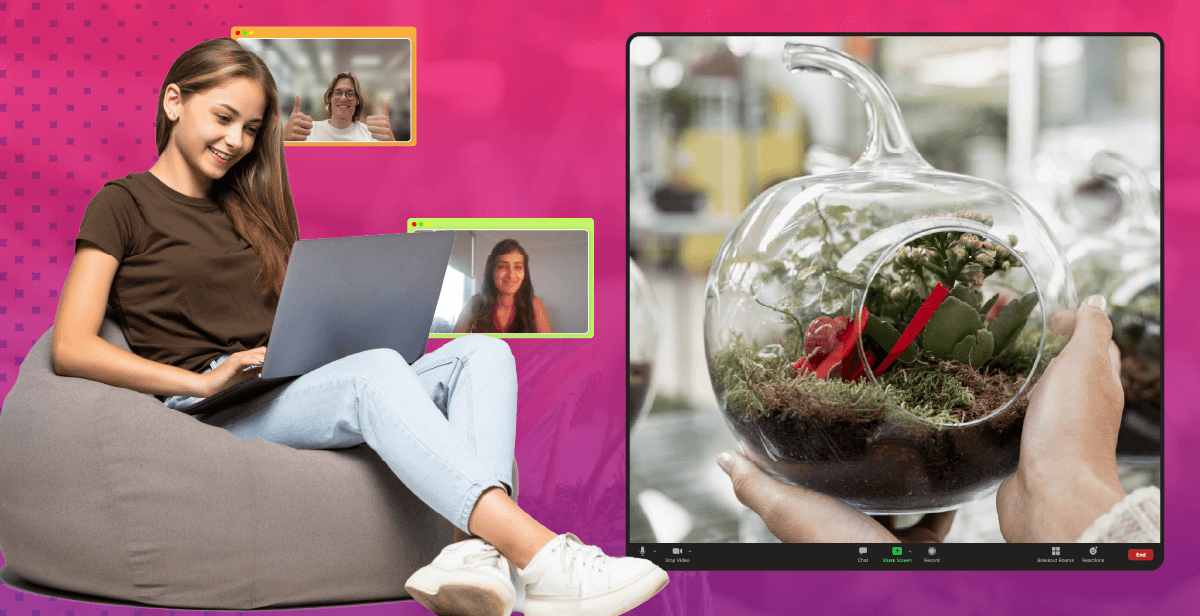 Virtual Classic Globe Terrarium with Two Succulents