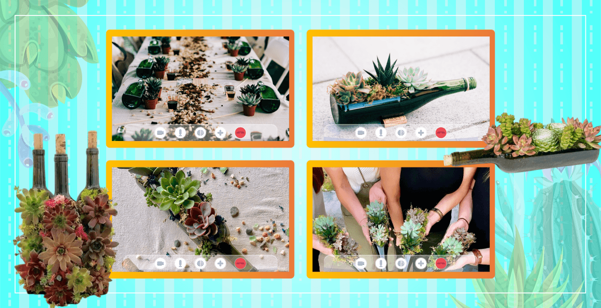 Virtual Wine Bottle Succulent Arrangement