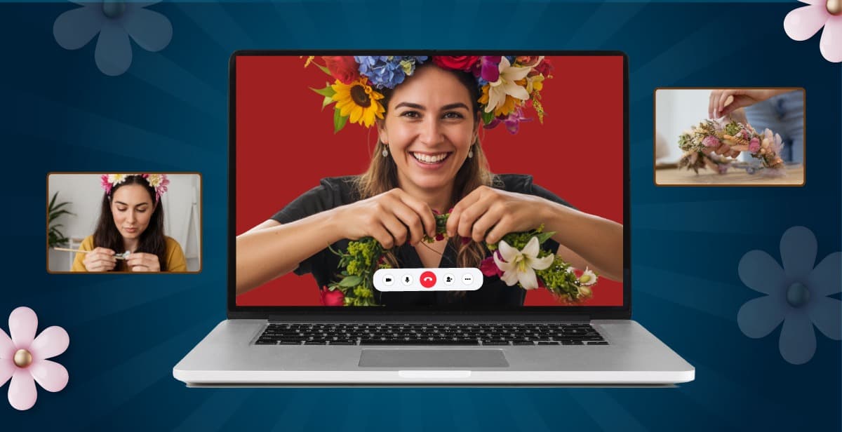Virtual Frida Kahlo–Inspired Floral Headband Making